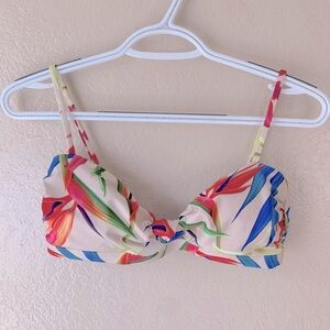 Vicious Young Babes Front Knot Summer Feels Tropical Bikini Swim Top Size M